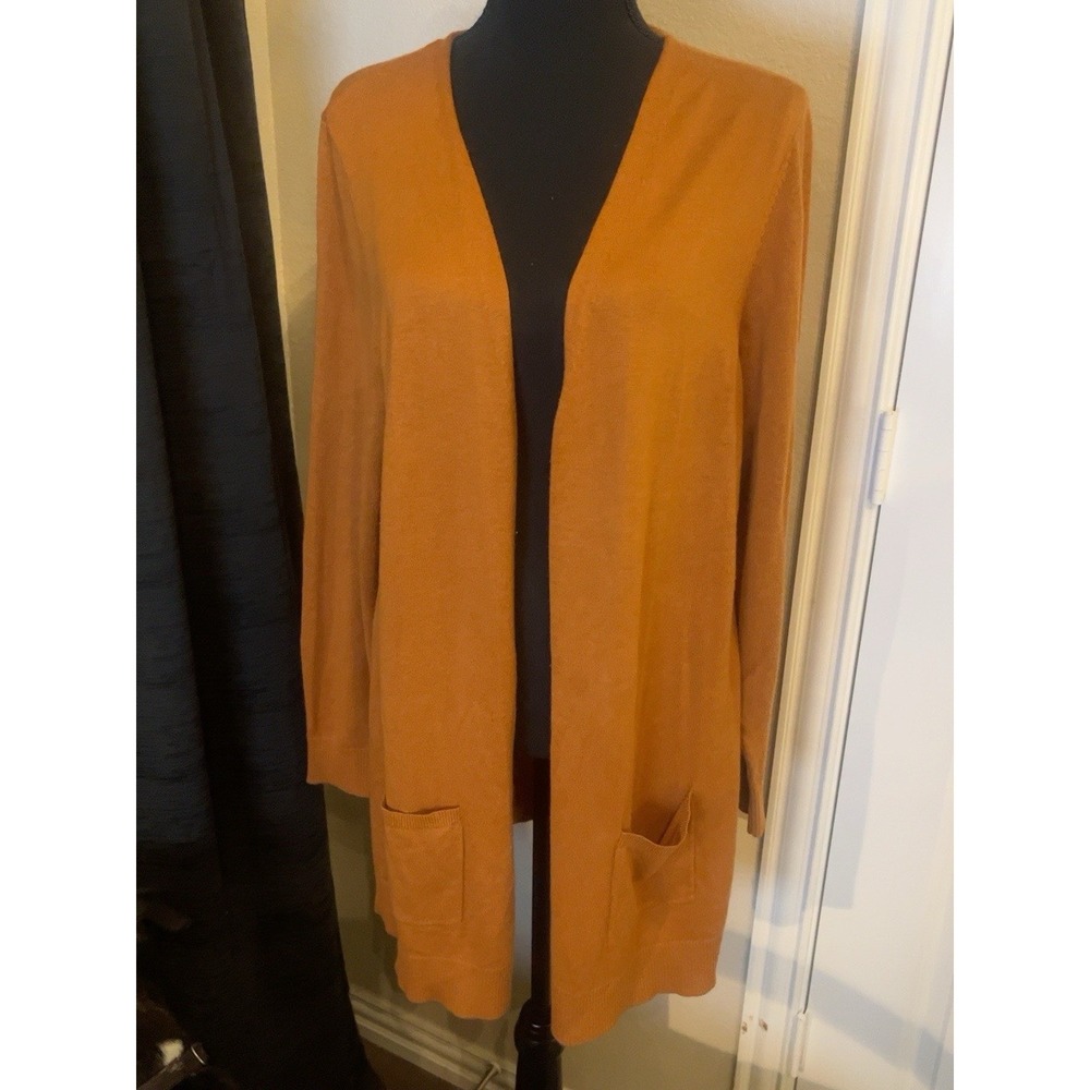 Maurices XL Rust Brown Longline Cardigan Open Front Sweater Duster Pockets